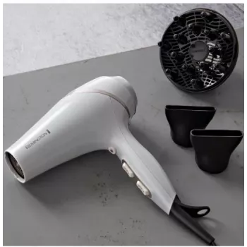 Secador de pelo Remington AC8901 HYDRAlux 2300 W 3 niveles de temperatura función iónica boquilla difusora Blanco