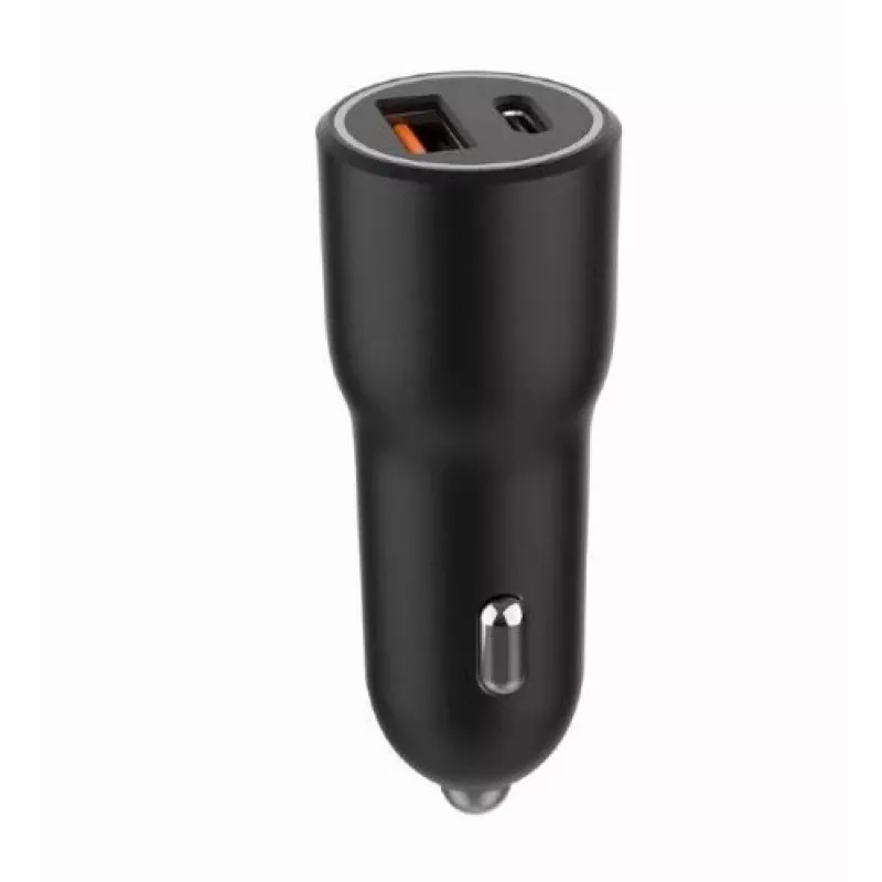 Cargador de coche para dispositivos móviles Gembird TA-UC-AC2PDQC38-CAR-01, USB-C, 38 W, 12-24 V, negro