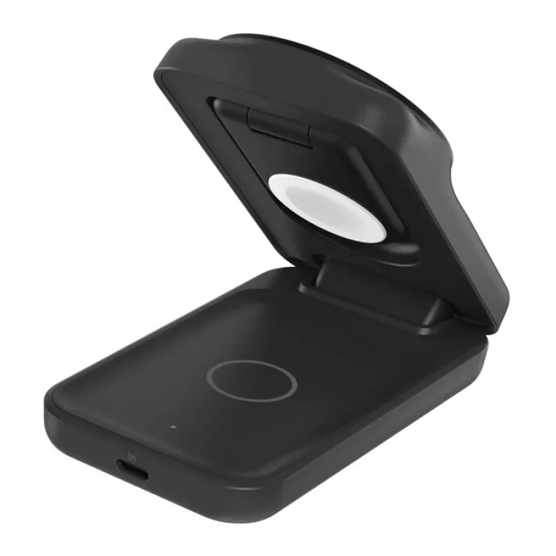 Belkin UltraCharge soporte de carga inalámbrica plegable 3 en 1 Qi2 de 25 W, negro (WIZ036KQBK)