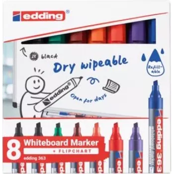 Rotulador de pizarra blanca Edding 4-363-8-S2999, colores surtidos, punta 1–5 mm, pack de 8