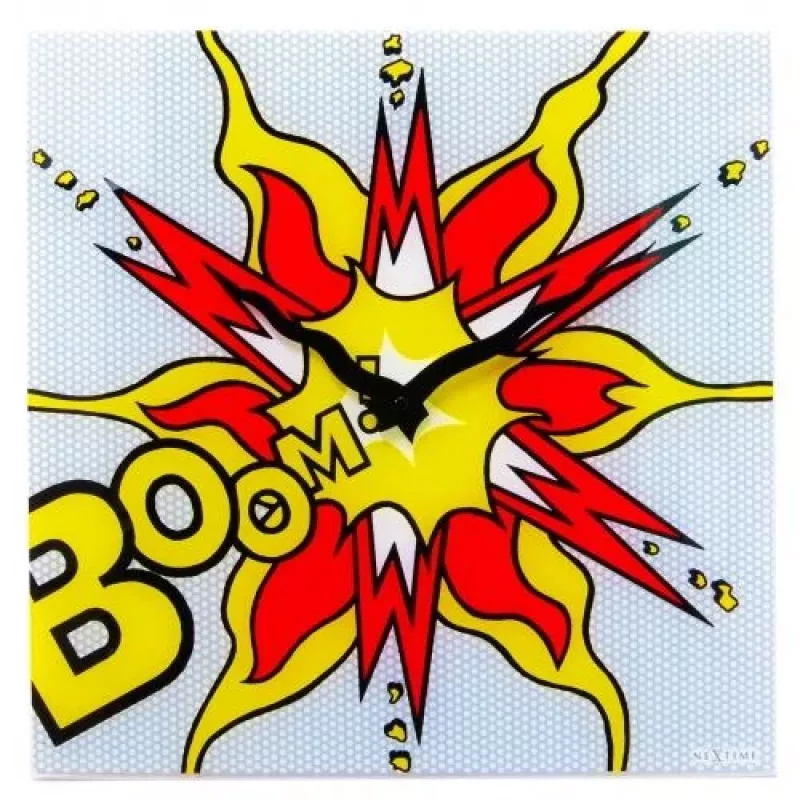 Reloj NeXtime 8173 Boom, 43x43 cm, reloj de pared, rojo/amarillo/blanco