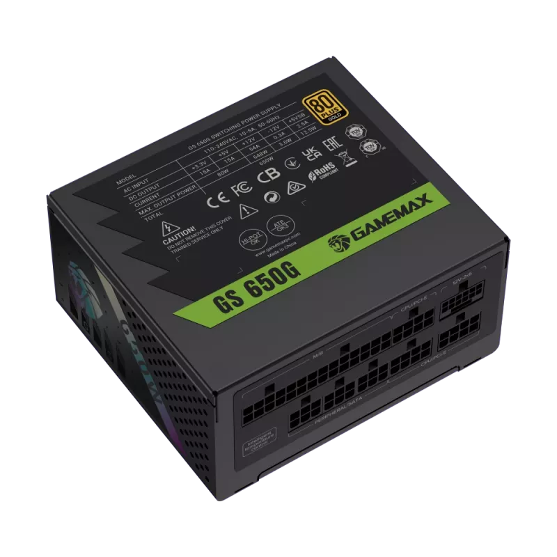 Fuente de alimentación Gamemax, 80 PLUS, Gold | GS 650G | 650 W
