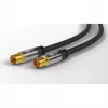 Cable de antena de TV Goobay (tipo 135 dB), 4 apantallamientos, 5 m, Negro – dorado, conector hembra coaxial > conector macho coaxial (70384)