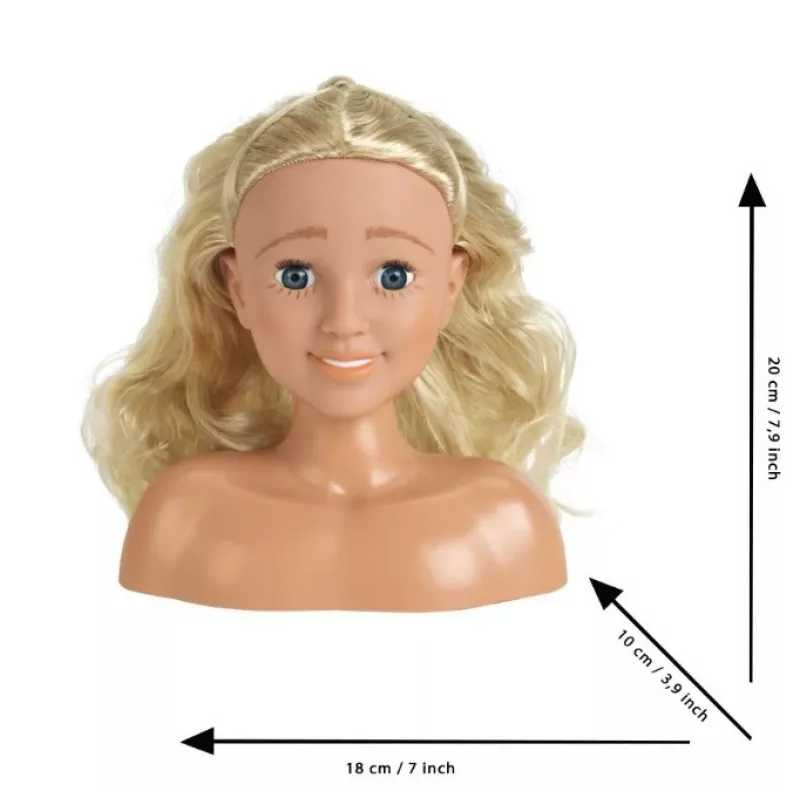 Cabeza de peinado y estilismo KLEIN Sara 5205 con rasgos realistas – accesorio de muñeca para practicar peinados
