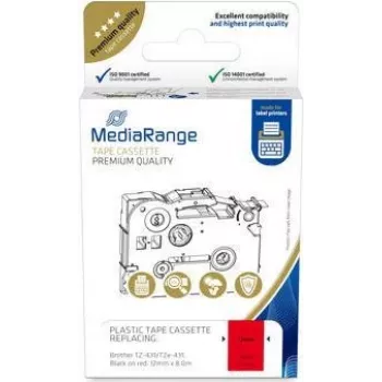 MediaRange Cartucho de cinta de plástico Brother TZ-431 12mm 8m negro sobre rojo
