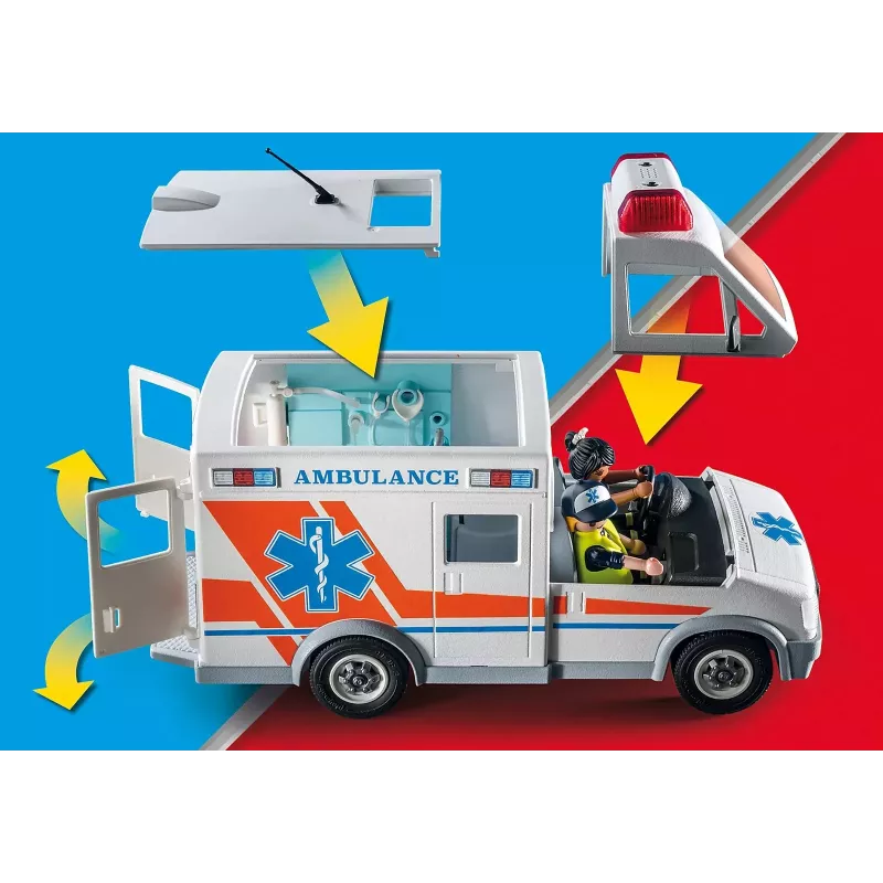 Ambulancia de juguete PLAYMOBIL 71232 — multicolor, para 4–10 años, pila AAA