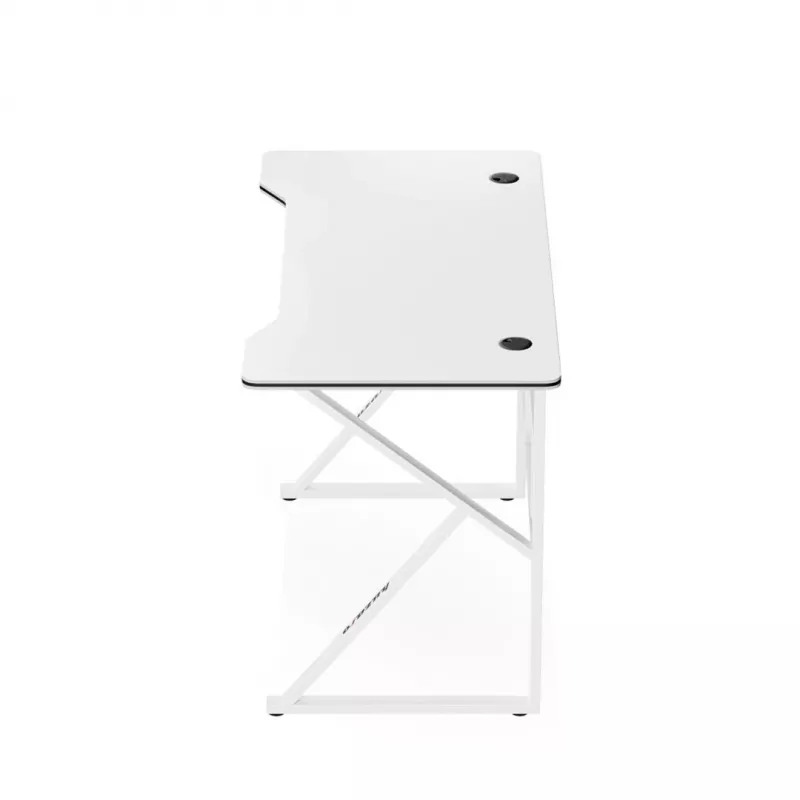 Mesa gaming Huzaro Hero 1.6 blanca — tablero recto MDF/carbono 1200×600 mm, estructura metálica, 750 mm de altura