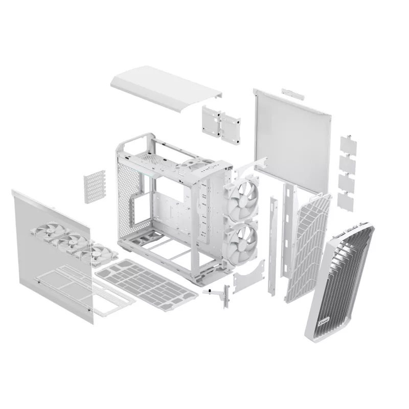 Caja PC Fractal Design Torrent White – compatible con ATX, EATX, microATX, ITX; 2 ventiladores frontales de 180 mm; bahías de 2,5