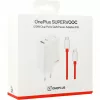 Cargador ONEPLUS SUPERVOOC 120W de doble puerto con cable, 120 W de potencia total, 1x USB-C + 1x USB-A, 100–240 V, 145 g, blanco