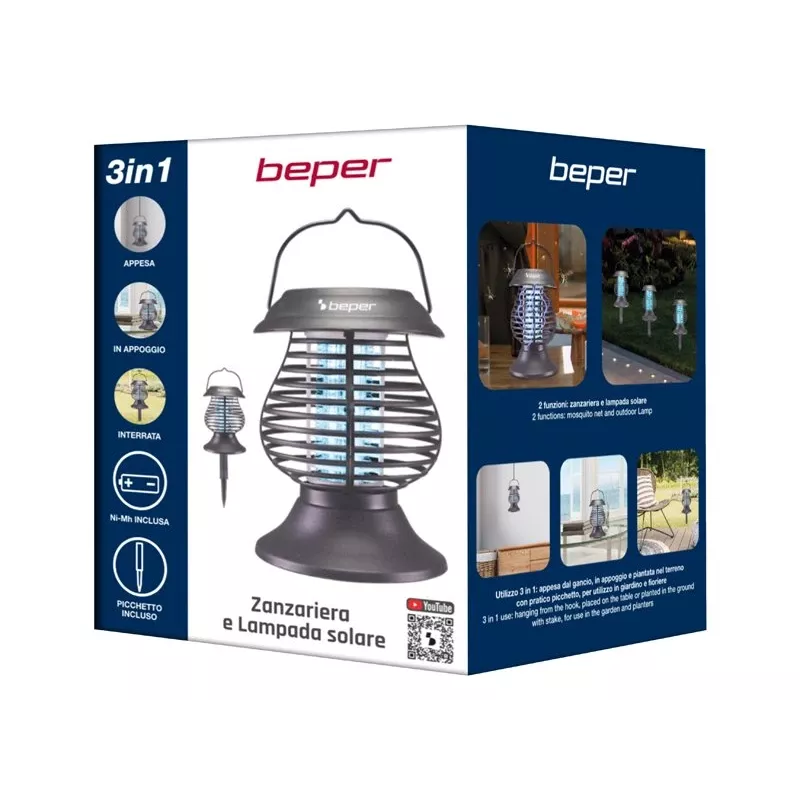 Beper P206ZAN111 linterna solar mata insectos, lámpara UV-A