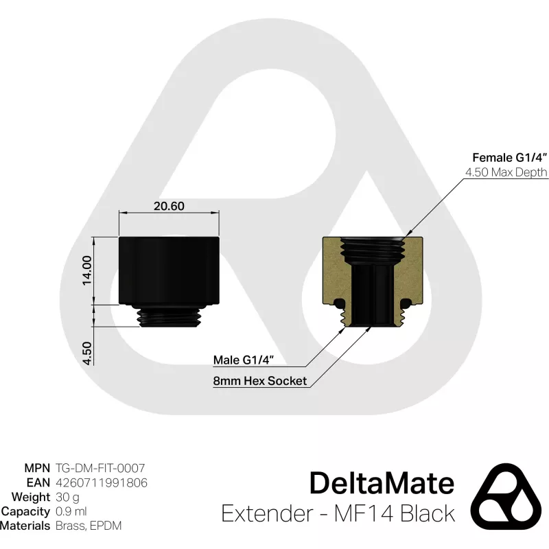 Thermal Grizzly DeltaMate Extender - MF14 negro (TG-DM-FIT-0007)