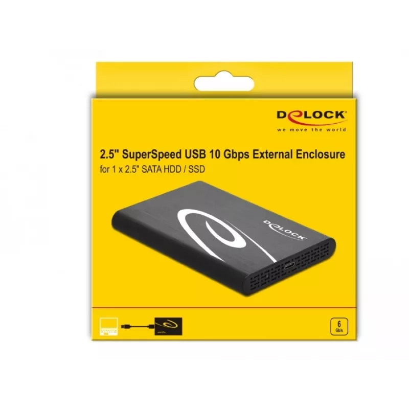 Carcasa para HDD/SSD DeLOCK 42610 carcasa externa para HDD/SSD SATA de 2,5