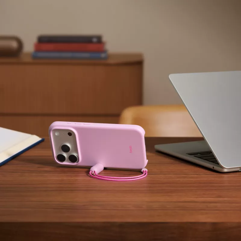Funda con soporte Apple Beats iPhone 17 Pro MagSafe Camera Control rosa