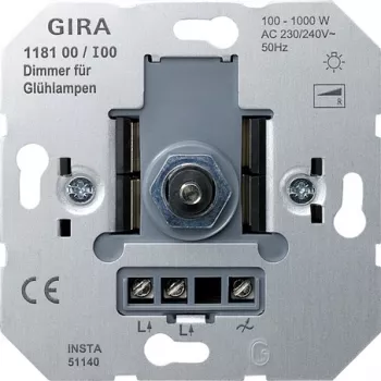 GIRA regulador 118100 mecanismo pulsador/conmutador Gl 100-1000 (118100)