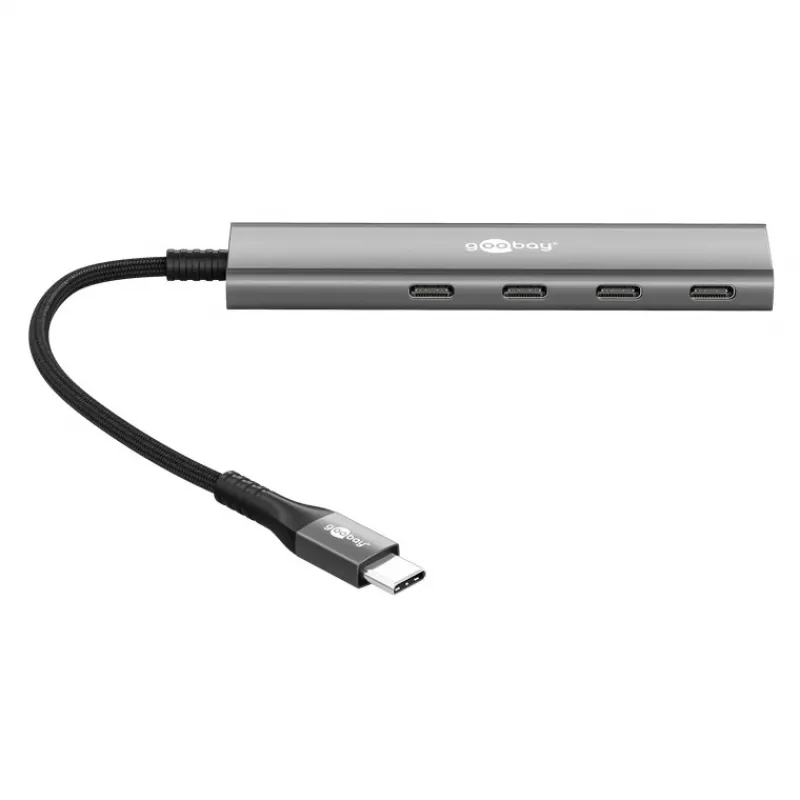 Goobay hub USB slim de 4 puertos USB-C a 5 Gbit/s - conector macho> 4x conector hembra (76564)