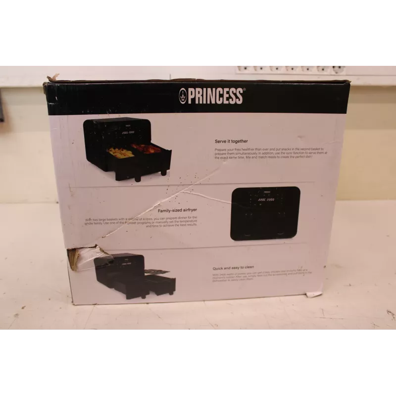 SALE OUT. Freidora de aire doble cesta Princess | 182068 | Potencia 2400 W | Capacidad 8 L | Negro | EMBALAJE DAÑADO, ARAÑAZOS EN LA CARCASA