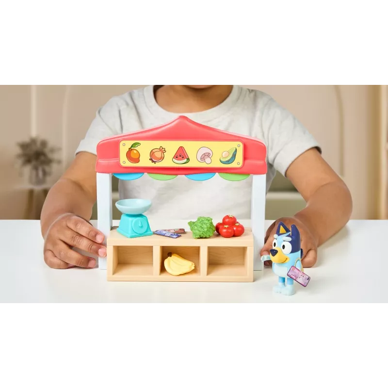 Set de figuras de juguete TMTOYS Mini Bluey tienda de alimentos BLU17555 - set de minifiguras para jugar