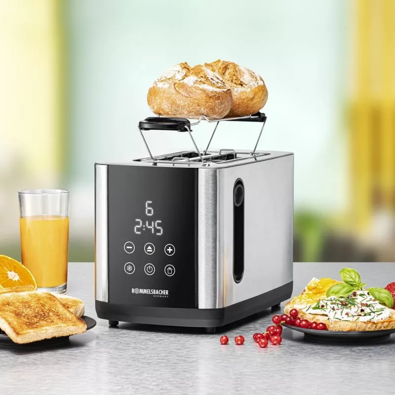 Tostadora Rommelsbacher TO850 2 rebanadas, 850 W, acero inoxidable/negro, ranuras XL
