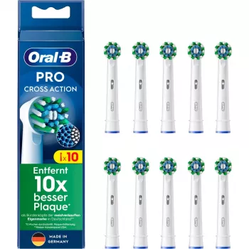 Oral-B CrossAction Cabezales de cepillo de dientes de repuesto, 10 uds., blanco
