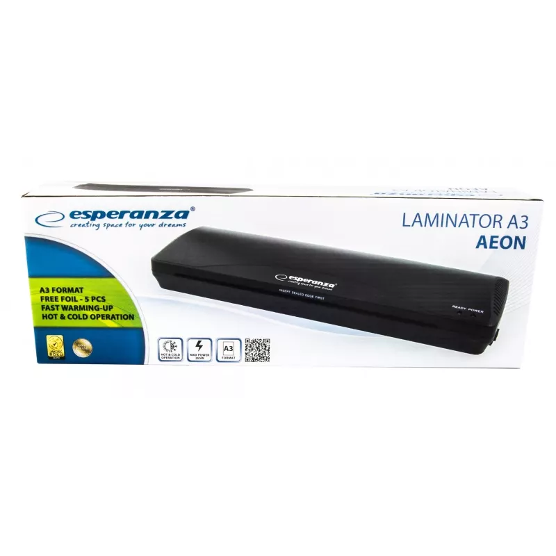 Plastificadora Esperanza EFL003 laminadora en frío/caliente 250 mm/min negra