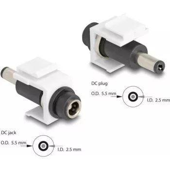 Módulo Keystone DeLOCK DC 5,5 x 2,5 mm conector hembra a conector macho blanco
