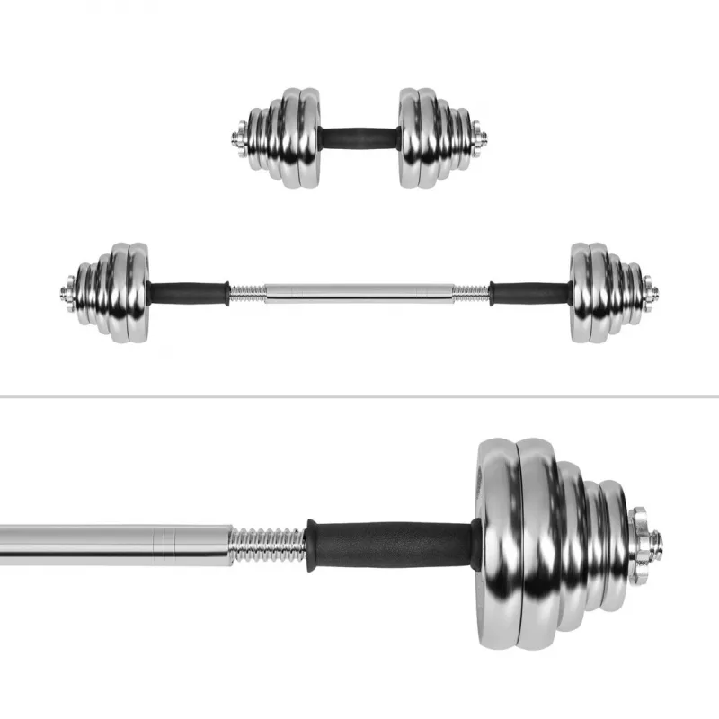Set de mancuernas ajustables de hierro fundido con acabado cromado 30 kg en maletín con barra larga de Rebel Active