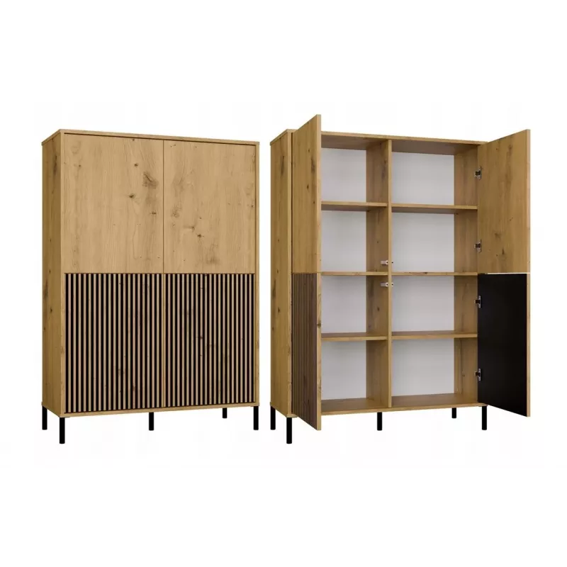 Vitrina KAMARO 4DK estrecha/GŁ roble ARTISAN