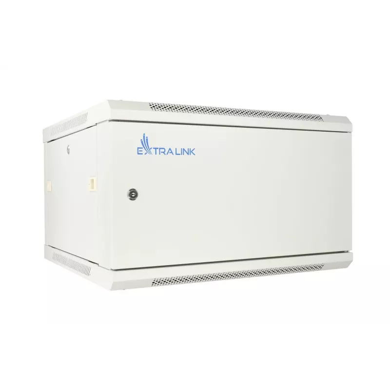 Extralink Armario rackmount 6U 600x450 ASP gris montado en pared, puerta metálica
