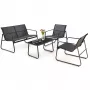 Conjunto de muebles de jardín Extralink BLACK FOREST TEXTILENO DOS SILLAS + TUMBONA + MESA PLEGABLE NEGRO L-0358 Conjunto de muebles de exterior