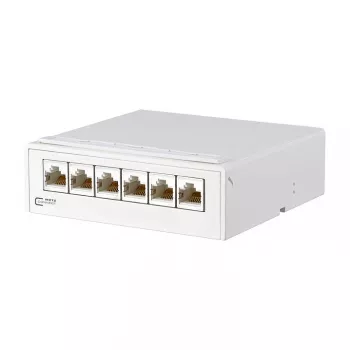 METZ CONNECT E-DAT - Panel de parcheo - CAT 6a - RJ-45 X 6 - Blanco puro (130862-21C-E)