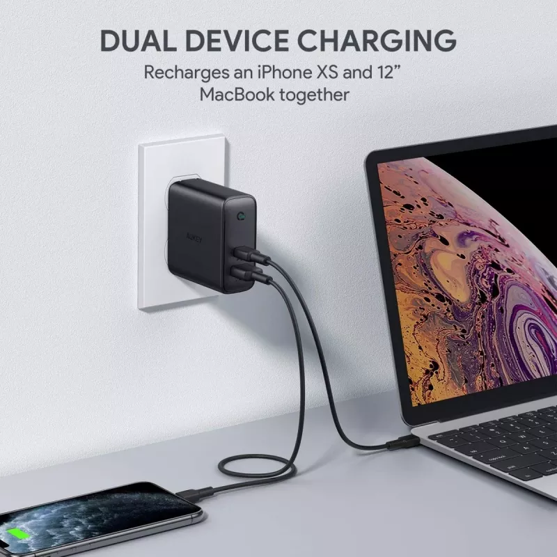 Cargador de pared PA-D3 2xUSB Power Delivery (1xUSB+1xUSB C) 5,4A 60W Dynamic Detect