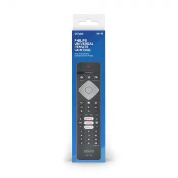 Mando a distancia IR SAVIO RC-16 para sintonizador de TV / set-top box, 20 dispositivos, alcance 10 m, negro