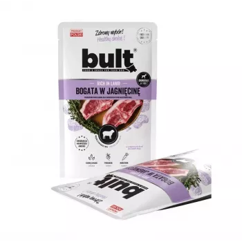 Comida húmeda para perros BULT rica en cordero 100 g bolsa — alimento completo para perros adultos, 75 % humedad, 12 % proteína, sin cereales