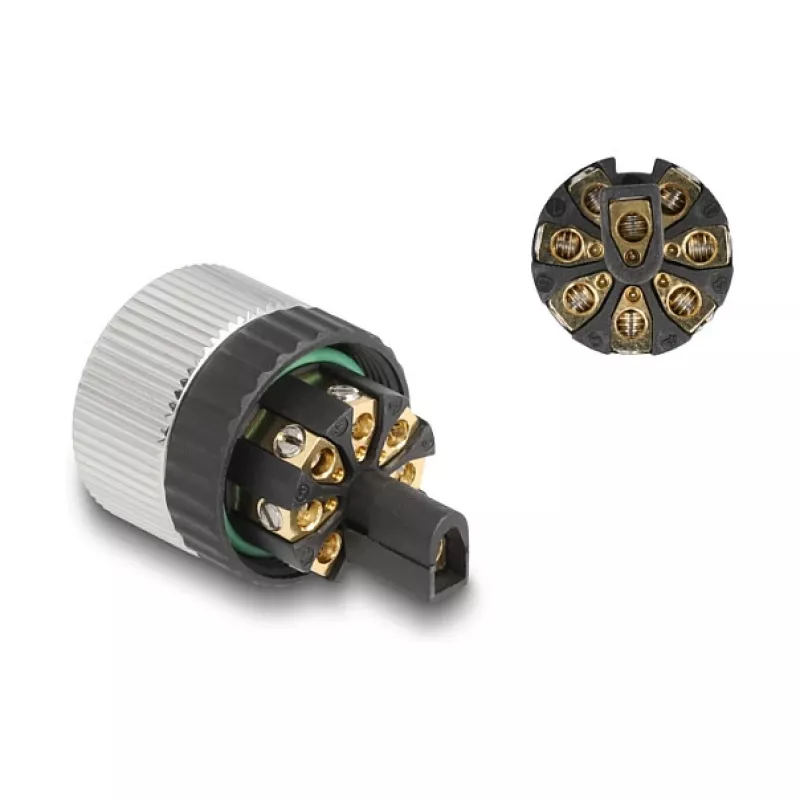 Conector M12 codificación A 8 polos conector hembra DeLOCK 60538 conexión por tornillo