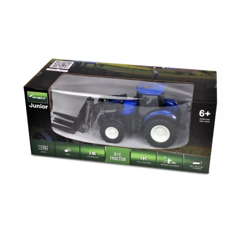 Tractor Amewi tractor de juguete con horquilla de palets, motor eléctrico, 1:24