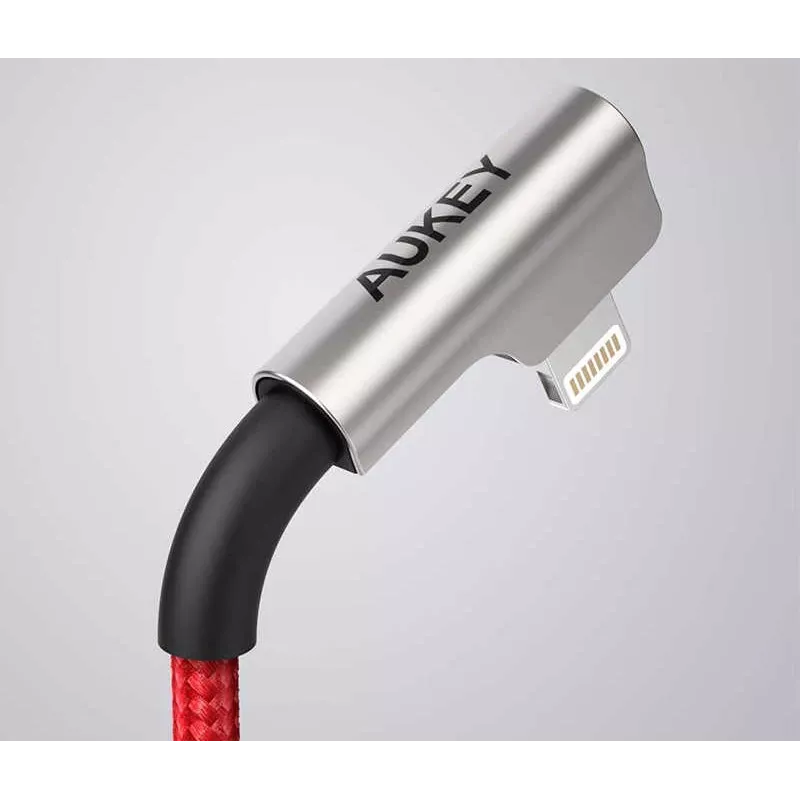 Cable USB a Lightning Aukey CB-AL01 rojo – trenzado de nylon, conector Lightning para dispositivos Apple