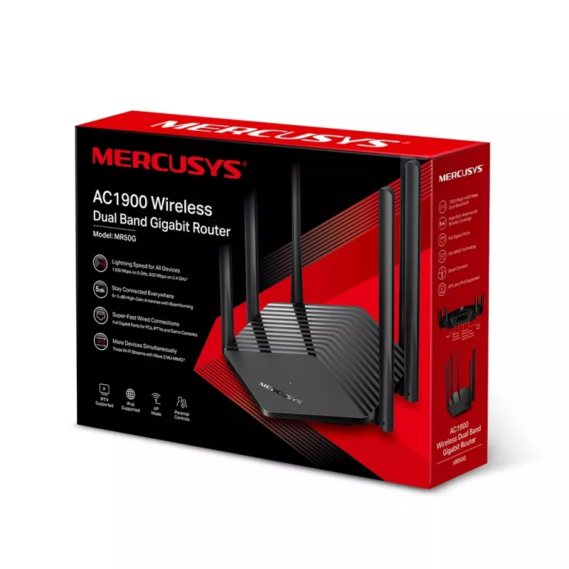 Router inalámbrico Mercusys AC1900 de doble banda Gigabit