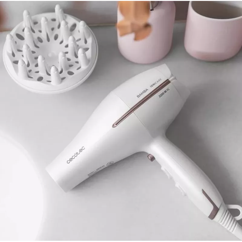 Secador de pelo Cecotec | IoniCare 5300 Maxi Aura | 2200 W | Número de ajustes de temperatura 3 | Función de iones | Boquilla difusora | Blanco