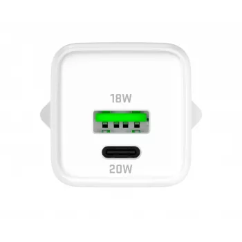 Cargador de red USB-C/A YENKEE YAC G38 20W 3A Power Delivery (USB-C y USB-A)