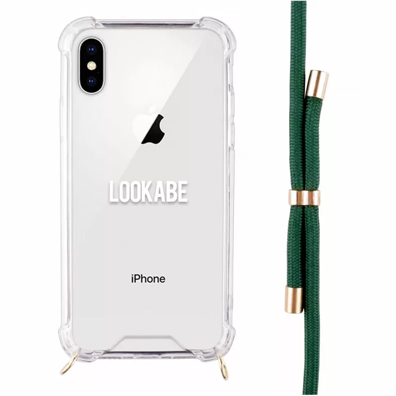 Funda con collar Lookabe para iPhone X / Xs — oro con cinta verde