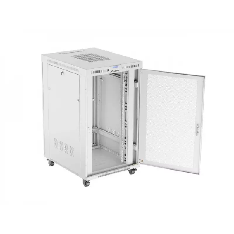 ARMARIO RACK DE SUELO 19 27U 800X1000 GRIS PUERTA PERFORADA LCD LANBERG (paquete plano)