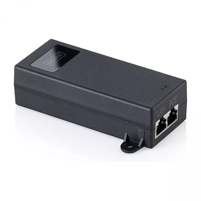 Inyector PoE++ DIGITUS DN-95104-1 — Gigabit Ethernet 802.3bt, 60 W, 55 V, 100 m, negro