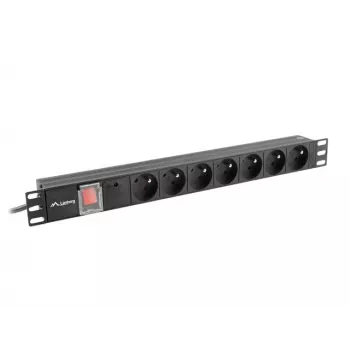 Regleta de alimentación para rack LANBERG PDU (1U, 16A, 7X 230V, 2M)