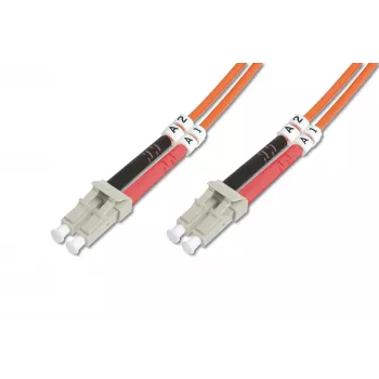 Cable patch de fibra óptica DIGITUS LC/LC 50/125µm 3m multimodo dúplex libre de halógenos hasta 1Gbit con protocolo de medición naranja OM2 (DK-2533-03)