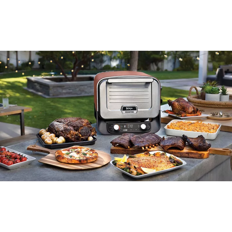 Ninja Woodfire OO101EU horno eléctrico de exterior, horno para pizza y ahumador, 2400 W