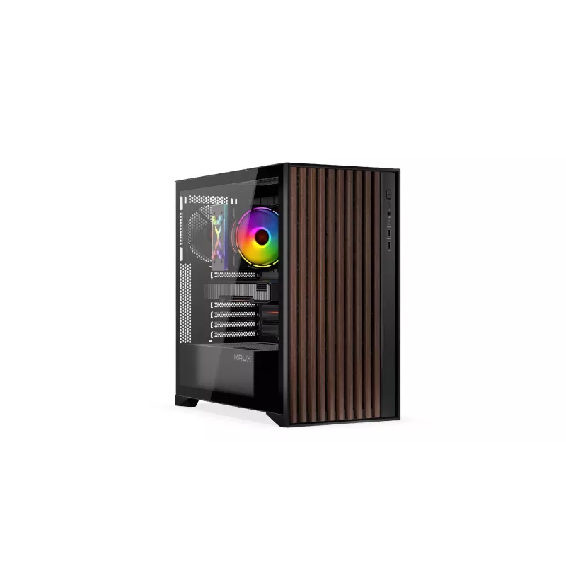 Caja de PC KRUX Palum KRXD008 ATX negra — 2 bahías de 3,5