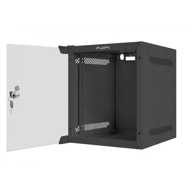 Lanberg WF10-2306-10B armario rack mural de 10" 6U, 280×310 mm, puerta de cristal, 20 kg, negro (RAL 9004)