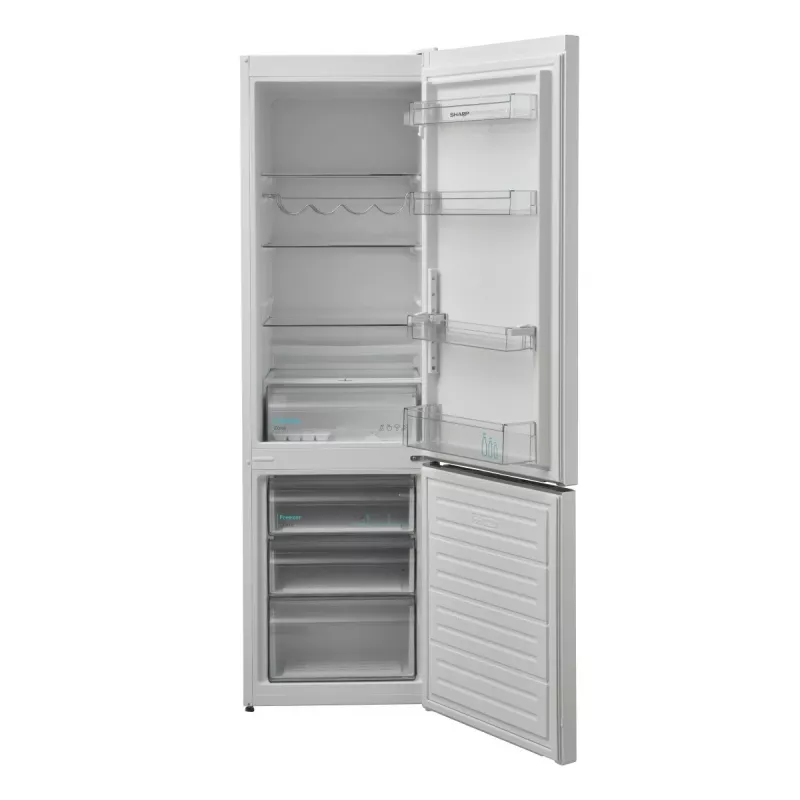 Sharp SJ-FBB05DTXWE frigorífico combinado de libre instalación, 288 l (204 l + 84 l), congelador inferior, NanoFrost, 180 cm, clase energética E, blanco