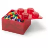 LEGO Storage Brick 4 caja de almacenamiento con tapa, roja transparente