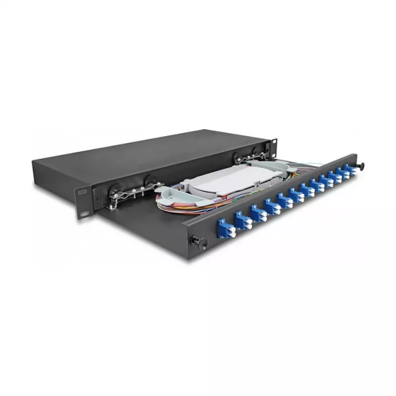 Caja de empalme de fibra óptica DeLOCK 67003 negro metal 483x220x44mm